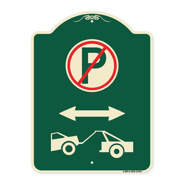 Signmission No Parking Tow Away Zone W/ Graphic Heavy-Gauge Aluminum Architectural Sign, 24" x 18", G-1824-23793 A-DES-G-1824-23793 - main